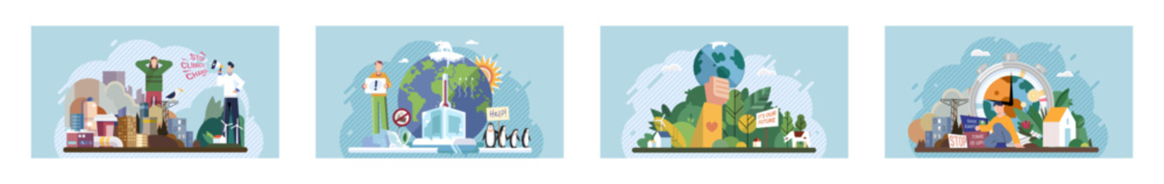 Climate change. Save the planet. Vector illustration Choose renewable resources to make positive impact on climate change On World Environment Day, lets commit to fostering healthier environment