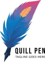 Free vector gradient quill pen logo design template illustration