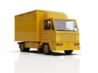 Fototapeta na wymiar Yellow Delivery Van, Express Delivery Services Commercial Truck
