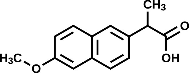 Naproxen structural formula, vector illustration