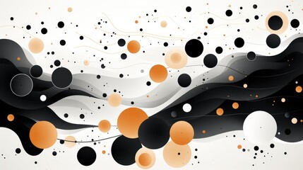 A black and white background with orange and black circles. AI image.
