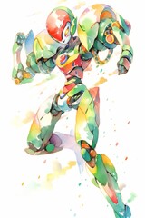 Vibrant brushstrokes bring a robotic creation to life, merging the lines between technology and art in a whimsical watercolor masterpiece