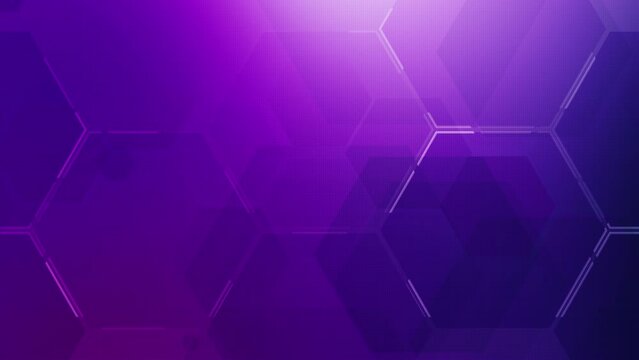 Honeycomb figures on an abstract purple background. Animated technology screensaver with hexagons. Looped motion graphics.