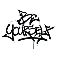 Graffiti spray paint quotes be yourself Isolated Vector