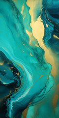 Turquoise and golden abstract textured background 