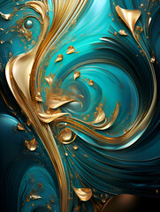 Golden and dark turquoise abstract background 