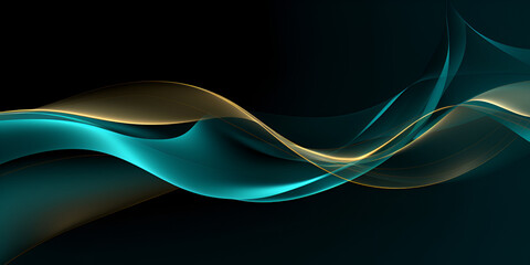 Obraz premium Abstract turquoise and golden smooth wave background