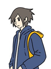 cute man cartoon on white background