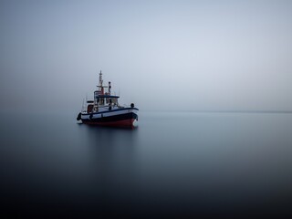 ship in the foggy sea