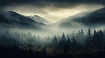 Moody Nature / autumn, scarry and foggy mountains