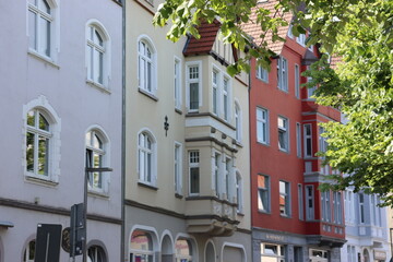 Historische Fassaden im Altbauviertel, Bielefeld, NRW, Germany - obrazy, fototapety, plakaty