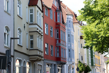 Historische Fassaden im Altbauviertel, Bielefeld, NRW, Germany