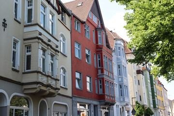 Historische Fassaden im Altbauviertel, Bielefeld, NRW, Germany - obrazy, fototapety, plakaty