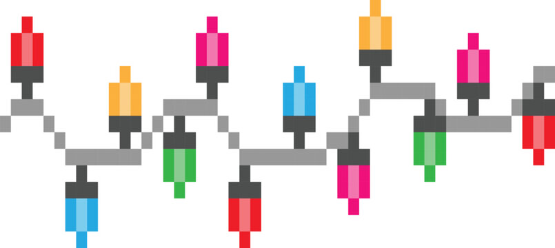 Christmas Lights Pixel art Vector image