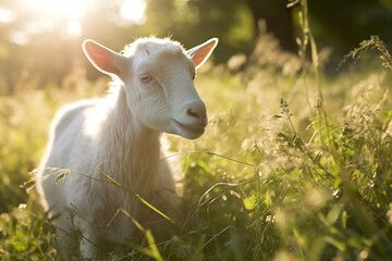 Obraz premium Farming grass goat animals rural cute
