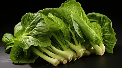 Vegetables, baby bok choy, cluster, tender, pale-green leaves, culinary gem, delicate flavor, slightly sweet, delightful addition. Generated by AI - obrazy, fototapety, plakaty