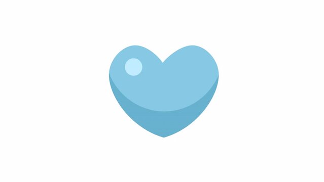 One blue heart 2D object animation. Expressing fondness flat cartoon 4K video, transparent alpha channel. Volunteer donate reaction. Mercy. Soul sentimental animated element on white background
