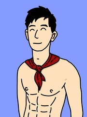 Fototapeta premium cute man cartoon on blue background