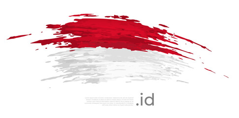 Indonesia flag. Brush strokes, grunge. Stripes colors of the indonesian flag on a white background. Vector design national poster, template, place for text. State patriotic banner of indonesia , flyer