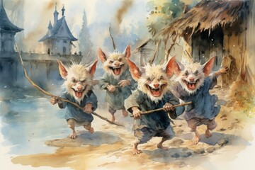 Mischievous imps playing pranks on unsuspecting victims - Generative AI