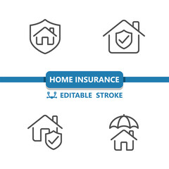 Home Insurance Icons. Umbrella, Security, Shield, House Icon