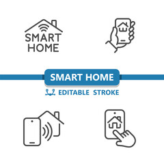 Smart Home Icons. House, Technology, Smartphone, Mobile Phone, Wireless, WiFi Icon