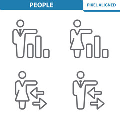 People Icons. Man, Woman, Businessman, Businesswoman, Graph, Chart Icon