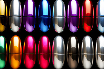 Abstract Backdrop, Vibrant Array, Pharmaceutical Pills and Capsules