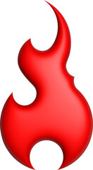 3d rendering fire icon. Illustration with shadow isolated on white.