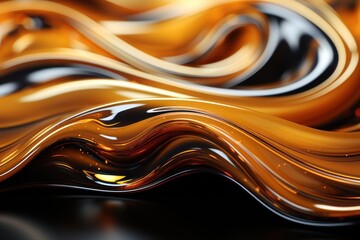 abstract wallpaper, liquid yellow lines of caramel nougat or glass