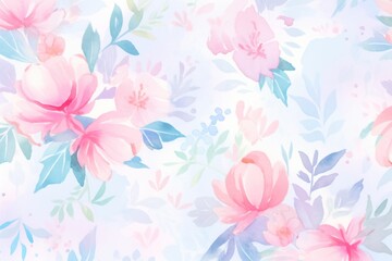 Fototapeta na wymiar Colorful Blue And Pink Flower Watercolor Pattern Background. Wallpaper. Valentine's Day Banner. Abstract. Winter. Christmas. Generative AI