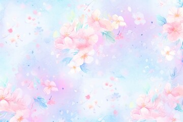 Colorful Blue And Pink Flower Watercolor Pattern Background. Wallpaper. Valentine's Day Banner. Abstract. Winter. Christmas. Generative AI