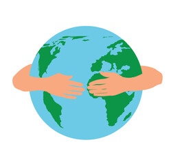 Hands Embracing Planet Earth. Love for our home vector art