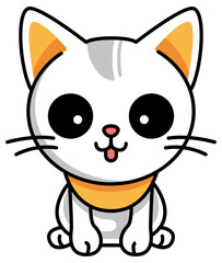 Cute cat clipart,  illustration. Cartoon kitten icon and logo. Fun kitty sticker, design element, trendy print image.