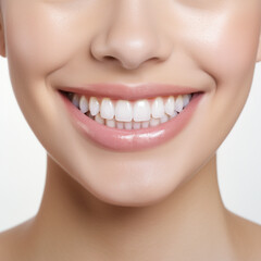 Smile. Happy laughing young beautiful woman, positive expressions. Open happy female face with charismatic smile. AI generated. 