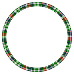 Round frame  vintage pattern design template. Circle border designs plaid fabric texture. Scottish tartan background for collage art, gif card, handmade crafts.