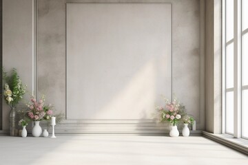 wedding interior wall background with floor and space for text