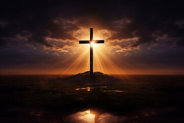 cross at sunset