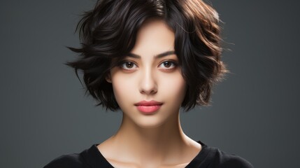 Fototapeta premium beauty woman model with short hair natural makeup perfect clean skin