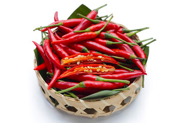 Red chili peppers on white background