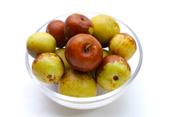 Fresh jujube fruit on white background
