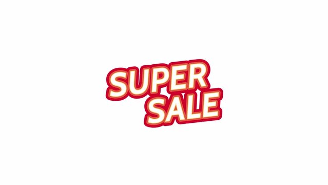 Super sale words 2D inscription animation. Black Friday shopping day. Store promo flat cartoon 4K video, transparent alpha channel. End of the year clearance sale animated text on white background