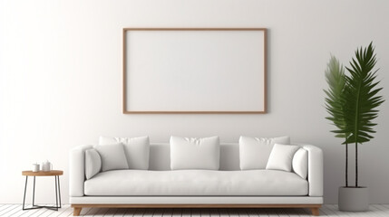 Fototapeta na wymiar View of living room with fabric sofa
