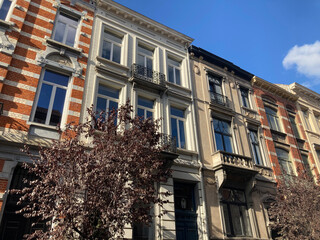 Schöne Altbaufassaden in Brüssel, Stadtteil Ixelles, Belgien	