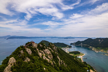 Fototapeta premium Scenic view of the Saryangdo Islands against the sky, South Korea