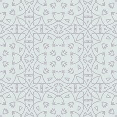 Seamless surface pattern with overlapping figures. Symmetric abstract background. Circular ornament wallpaper. Lacy openwork motif. For digital paper, page fills, web design. Vector art illustration