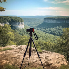 a camera near a tripod-scenic spot 
