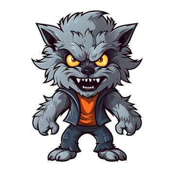 cute halloween illustration. vector werewolf. halloween element. 