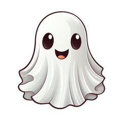 cute halloween illustration. vector white ghost. halloween element. 