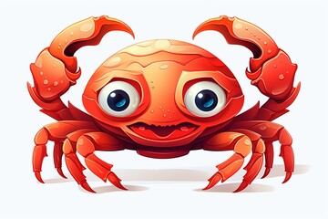 Cartoon crab with flat coloring style. Generative AI